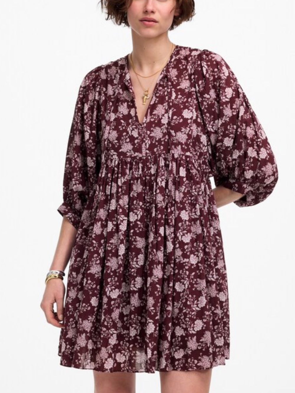 NWT Madewell Spiltneck Puff Sleeve Dress